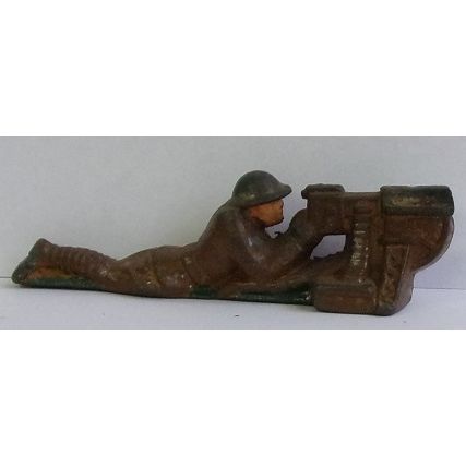 VINTAGE Barclay's ' SOLDIER flat with MACHINE GUN ' ( 1940s )