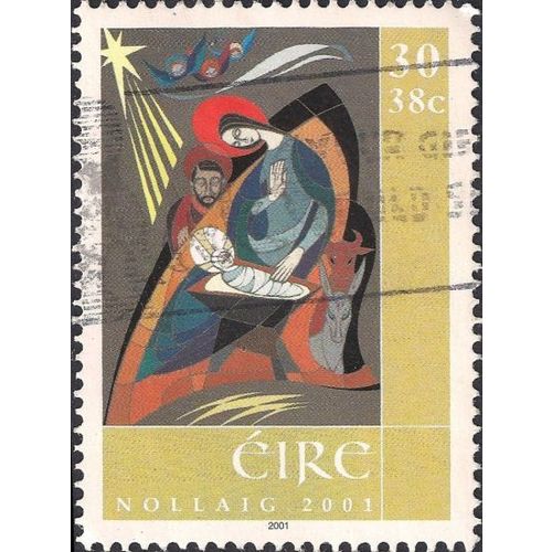 EIRE, CHRISTMAS, Manger Scene, yellow 2001, 30, 38c