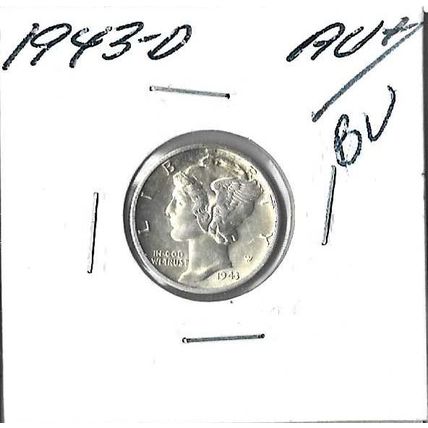 1943-D US Silver Mercury Dime AU/BU