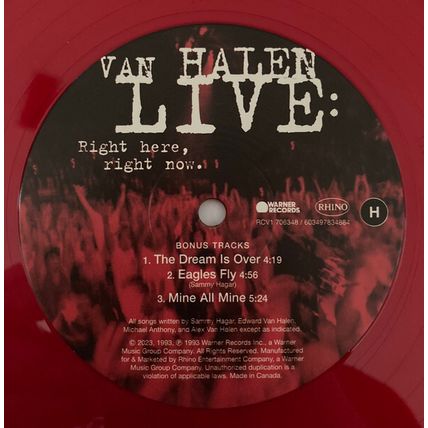 Van Halen Live Right Here Right Now 4LP Vinyl Album RSD 2023 Record Store Day