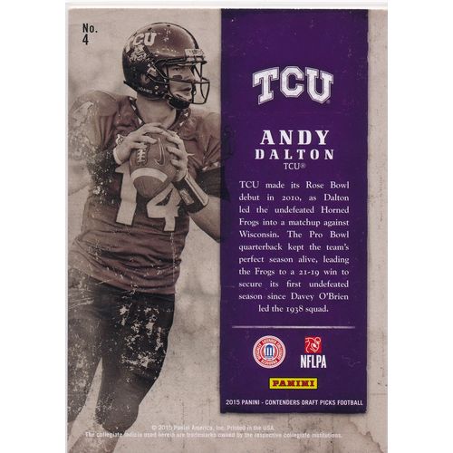 2015 Panini Contenders Draft Picks Old School Colors 4 Andy Dalton Frogs