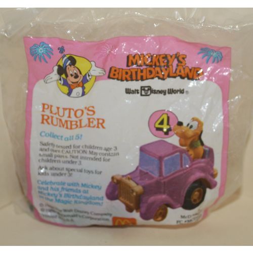 1989 McDonalds Disney's Mickey's Birthdayland #4 Pluto's Rumbler Mint in Package