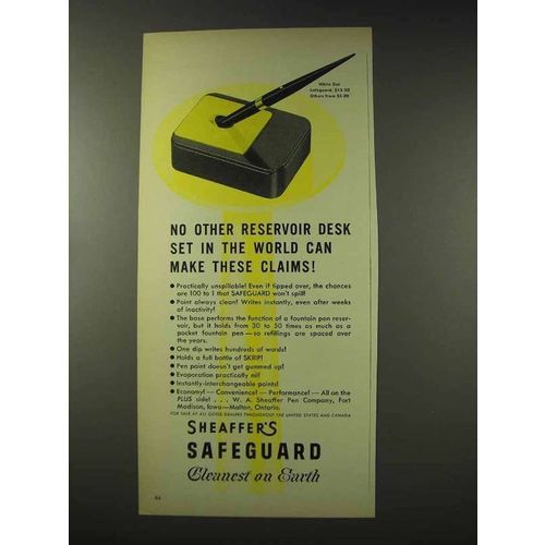 1948 Sheaffer's Safeguard Pen Ad - Reservoir Desk Set