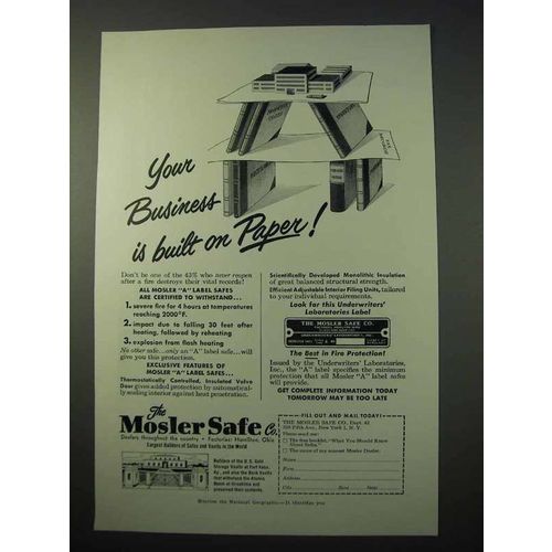 1951 Mosler Safe Ad - Your Business is Built on Paper