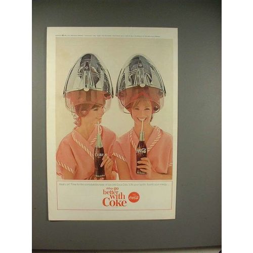 1965 Coca-Cola Coke Soda Ad w/ Hair Dryers