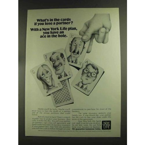 1972 New York Life Insurance Ad - What's in The Cards