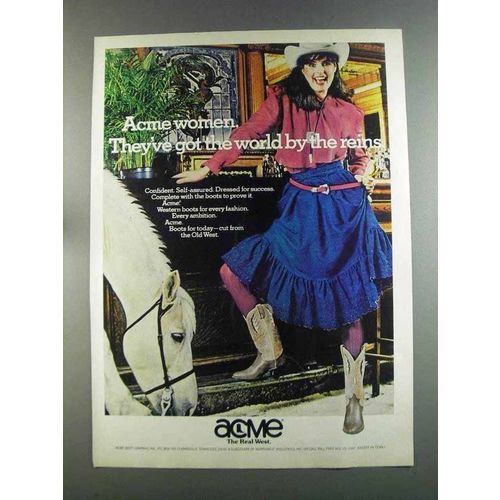 1982 Acme Boots Ad - Acme Women Got World by the Reins