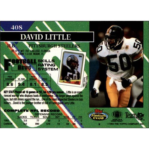 1993 Stadium Club Football David Little #408