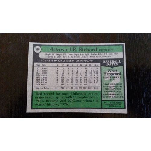 1979 Topps Card # 590 J.R. Richard Excellent (5) Houston Astros