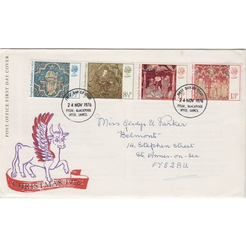 GB 1976 Christmas set GPO picture FDC Fylde Lancs pm