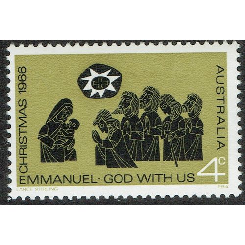 Australia 1966 Christmas 4c Black and Yellow Olive SG407 UM