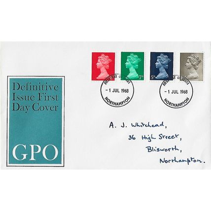 GB 1968 July Definitive set FDC Northampton pm