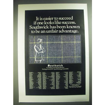 1974 Southwick Suits Ad - It is easier to succeed if one looks like success