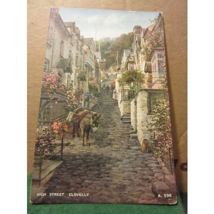 HIGH STREET, CLOVELLY, DEVON used postcard by Valentine 1969 postmark =