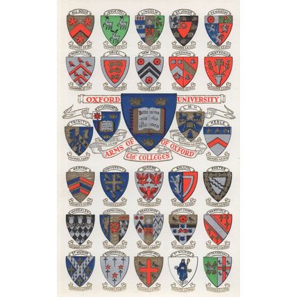 Oxford University Shield Heraldry Glitter PB Old Postcard