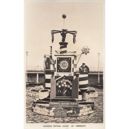 Guiness Festival Clock Great Yarmouth Real Photo Postcard