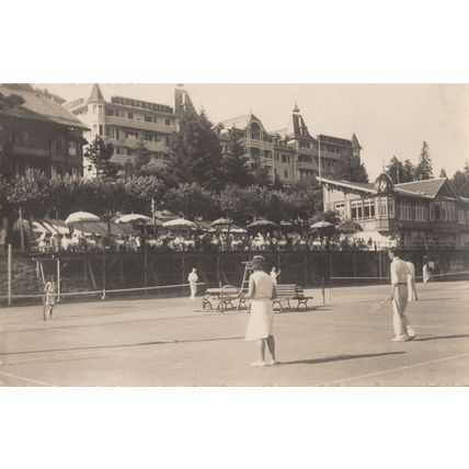 Antique Swiss Tennis Match Grand Hotel Adelboden Switzerland Postcard