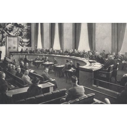 League Of Nations Council Chamber Switzerland Old Postcard