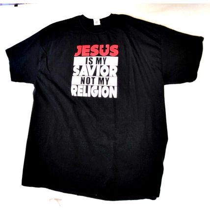 Jesus is My Savior not My Religion Christian T-Shirt Men's 2XL Black (T8M)