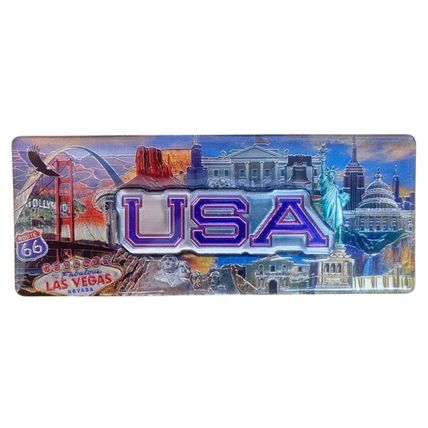 USA Collage with Raised Icon Fridge Magnet