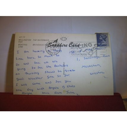 GREAT YARMOUTH, NORFOLK multiview used postcard Sapphire card 1979 pm =