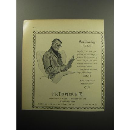 1957 F.R. Tripler Bed-Reading Jacket Advertisement