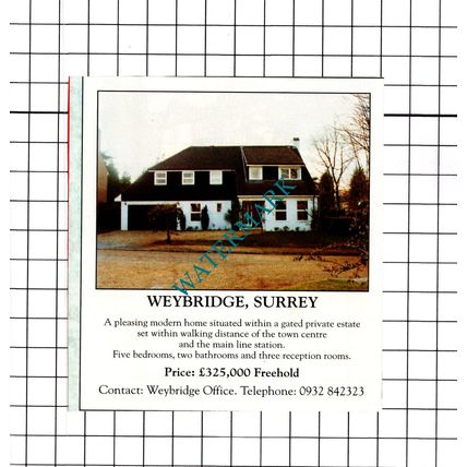 Weybridge Surrey House Sale Advert - 1991 Clipping / Print