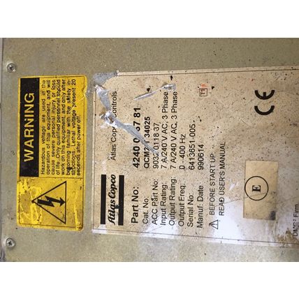 ATLAS COPCO QCM2-T 340 25,4240 0367 81 CONTROL 7AMP 240VAC 3PH,4240036781,Ez