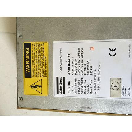 ATLAS COPCO QCM2-T 340 25,4240 0367 81 CONTROL 7AMP 240VAC 3PH,4240036781,Ez