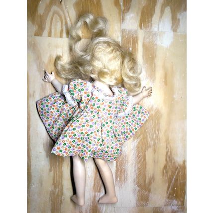 Vintage Ideal Doll P90 Creepy Girl Floral Dress Eyes Open /Close- Halloween Doll