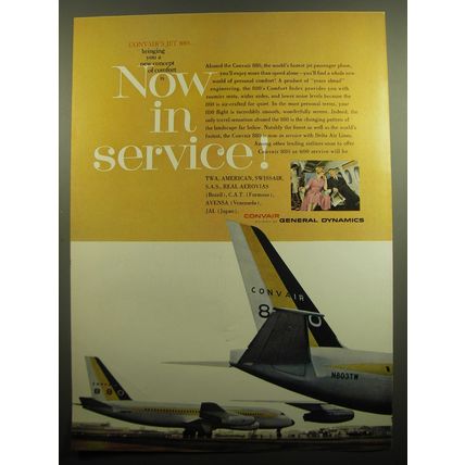 1960 Convair 880 Jet-Liner Ad - Now in Service!