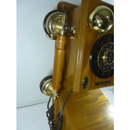 Crosley CR91W Solid Oak Home Telephone Phone Wall Mount Replica Rotary WORKS*