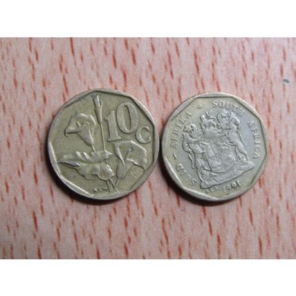 Suid Africa South Africa 1991 10 Cent Coin