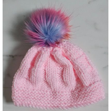 Hand Knitted Baby Pink Chunky Wool Jacket & Hat to fit 9-12 Months Approx