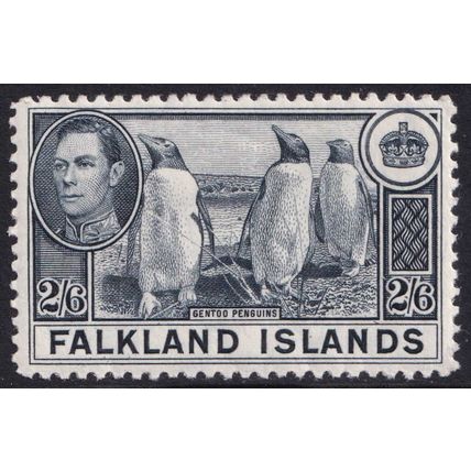 Falkland Islands KGVI 1938-50 2s6d Slate Penguins SG160 Mint MLH