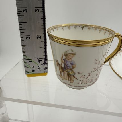 Antique Sevres porcelain litron cup and saucer 18th century Painted # 162