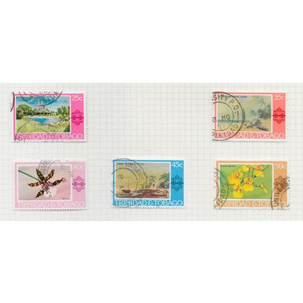 TRINIDAD & TOBAGO 1976 1978 HOTEL ORCHID PAINTING USED 16 STAMP LOT INC $5 SG495