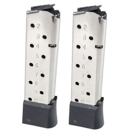 2-PACK Kimber 1911 PRO 45acp 10rd Stainless Grip Sleeve Factory Magazine