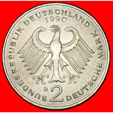 Ⰶ NOT FOOTBALL ERHARD 1948-1988: GERMANY★2 MARKS 1990D B+r2★LOW START★NO RESERVE
