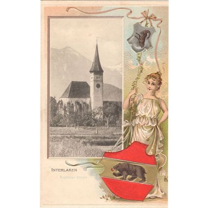 Interlaken Gruss Aus Animal Shield Raised Military Lady Glamour Switzerland Post