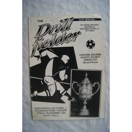 1992 programme Northwich Victoria FC v. Congleton Town, County Senior Cup