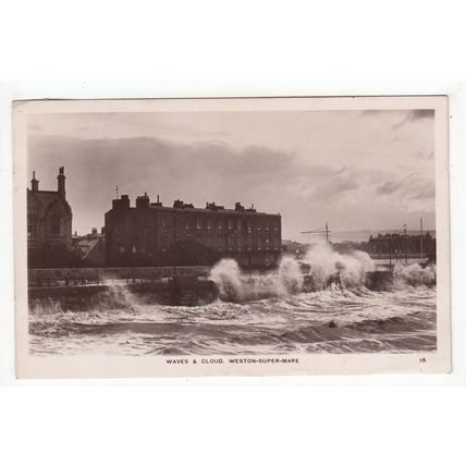 Waves & Cloud Weston-Super-Mare Postcard 1909 RP Somerset