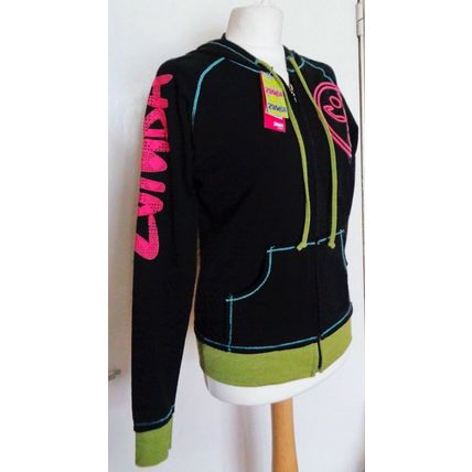 Zumba Long sleeve zip up Instructor Hoodie Sweat Top Black Multi S