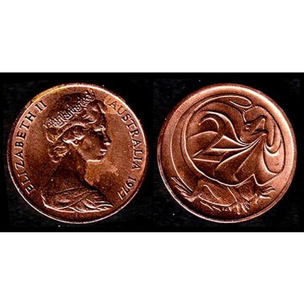 Australia Two Cent 1977 Used Coin Frilled neck-lizard 2c QE II