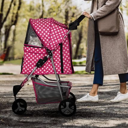 Monibloom 3 Wheels Pet Dog Cat Stroller for Small Medium Dogs Cats, Foldable Jog