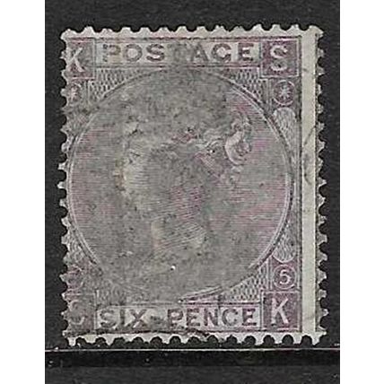 GB 1865-7 QV 6d LARGE LETTERS WMK EMBLEM USED SG97 PLATE 5 " SK "