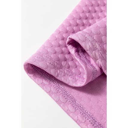 Phalaenopsis Solid Textured O Neck Puff Sleeve Blouse