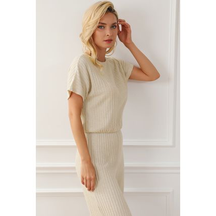 Oatmeal Ribbed Keyhole Short Sleeve Wide Leg Jumpsuit