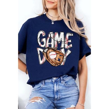 Blue GAME DAY TOUCH DOWN Graphic T Shirt