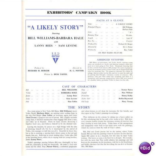 A LIKELY STORY Bill Williams, Barbara Hale RKO Radio Press Book